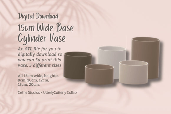 15cm Wide Base Cylinder Vase STL File
