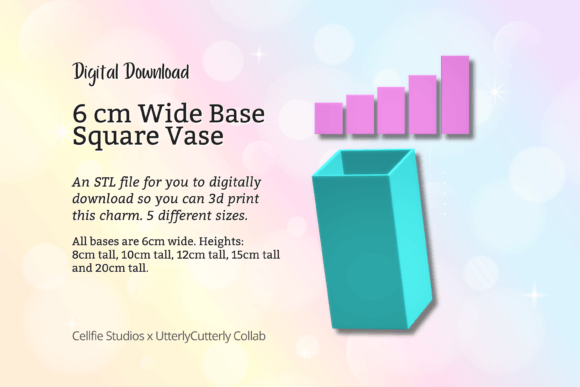 6cm Wide Base, Square Vase STL File - Di: A Minimalist Solution for Modern Spaces