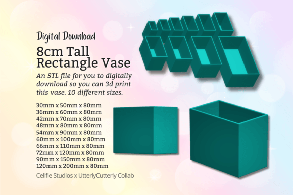 8cm Tall Rectangle Vase STL File - Digit: A Versatile 3D Print Solution