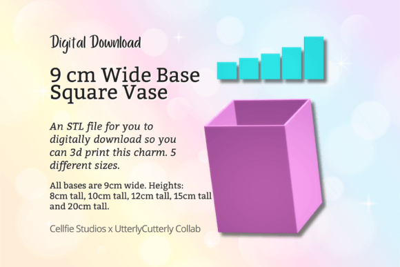 9cm Wide Base, Square Vase STL File - Di: A Versatile 3D Printing Project
