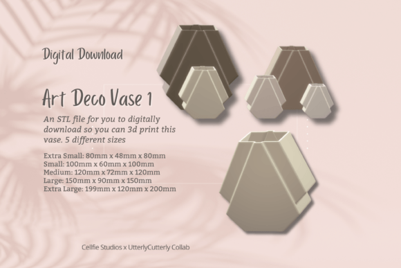 Art Deco 1 Vase STL File - Digital Download