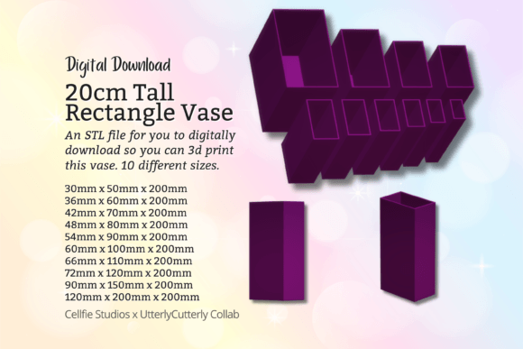 Elevate Your Space with the 20cm Tall Rectangle Vase STL File - Digi