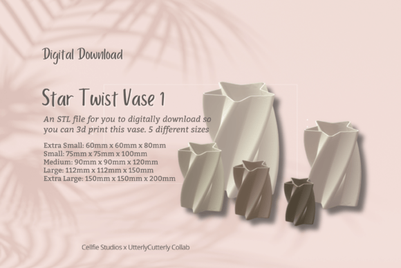 Star Twist 1 Vase STL File - Digital Download for Home Printing